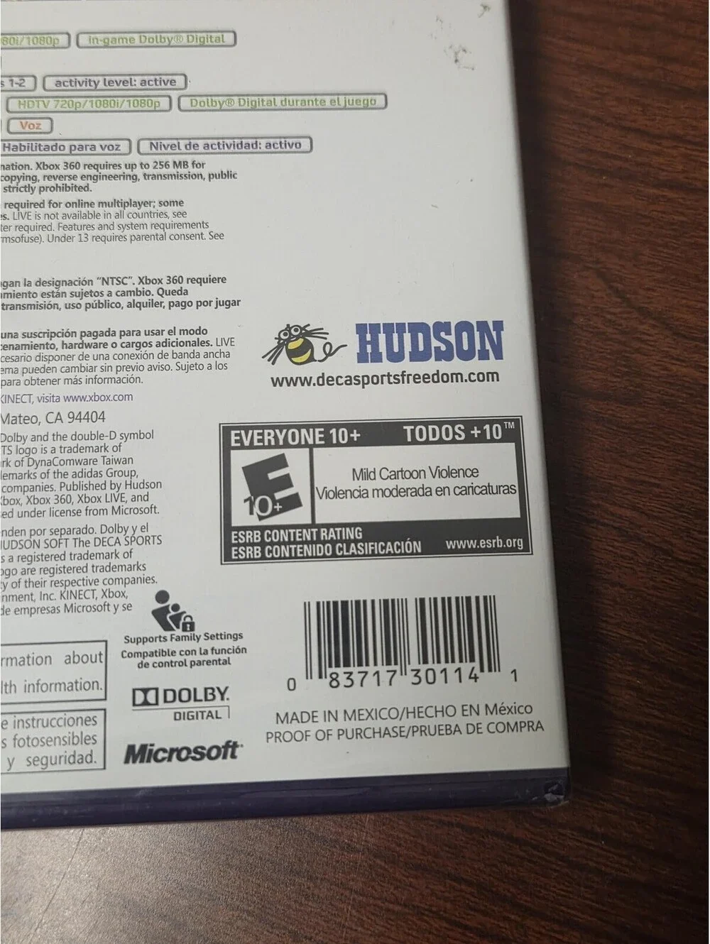 Deca Sports Freedom Xbox 360 Kinect Game New Sealed E10+ Hudson NTSC-U/C 2010